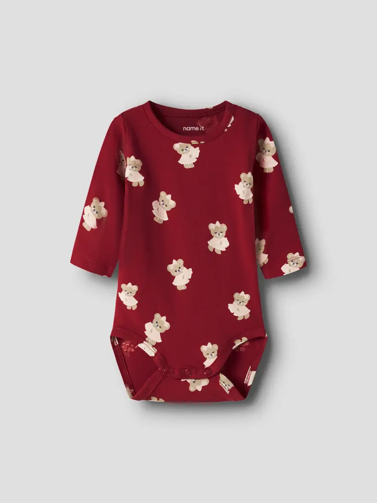Name It Ratia Långärmad Body - Red Dahlia - 74