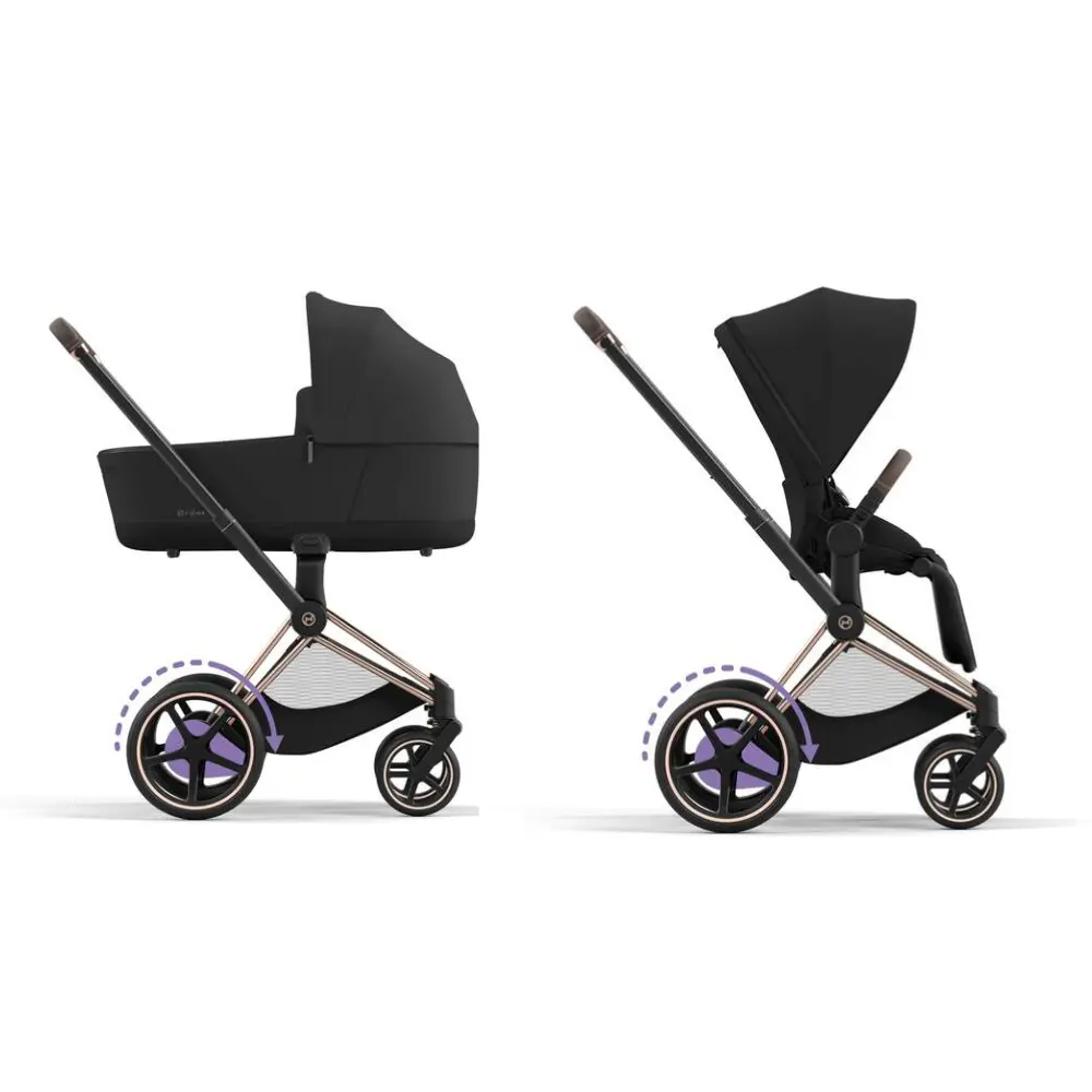 Cybex E-Priam Duovagn - Rosegold/Black | Barnvagnar - Barnvagnspaket | BabyMode