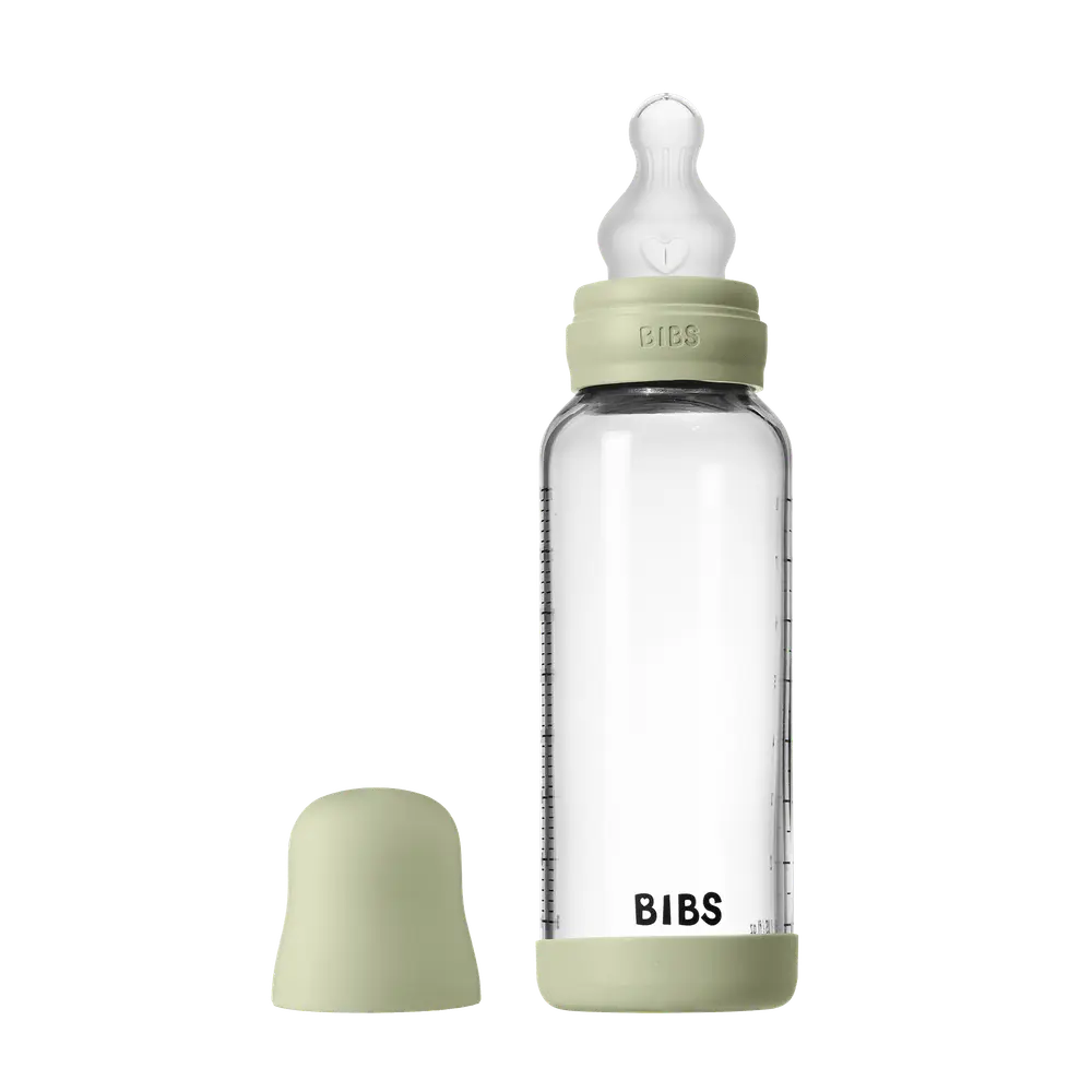 Nappflaska Glas Baby Silikon Medium Slow Flow 240 ml - Sage | Baby & Barn - Äta - Nappflaskor | BabyMode