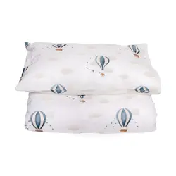 Påslakan Vintage Balloon Vagn - Blå | Barnrum - Textilier - Sängkläder - Sängkläder för barn | BabyMode