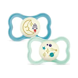 Air Night Silk Napp 6-16 mån 2-pack - Blue | Baby & Barn - Sköta - Nappar | BabyMode