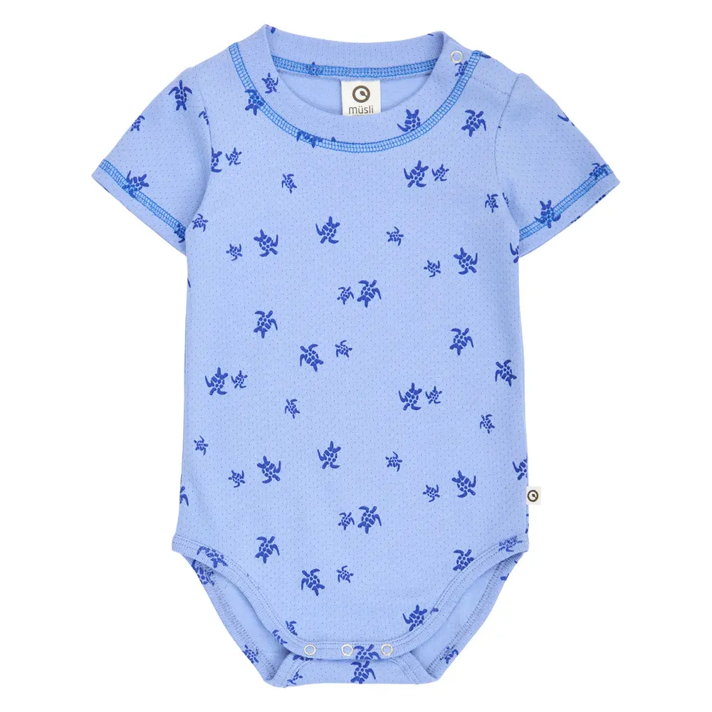 Turtle Body - Azure blue/ Shell blue - 62 | Barnkläder - Bodys & overaller - Kortärmad body | BabyMode