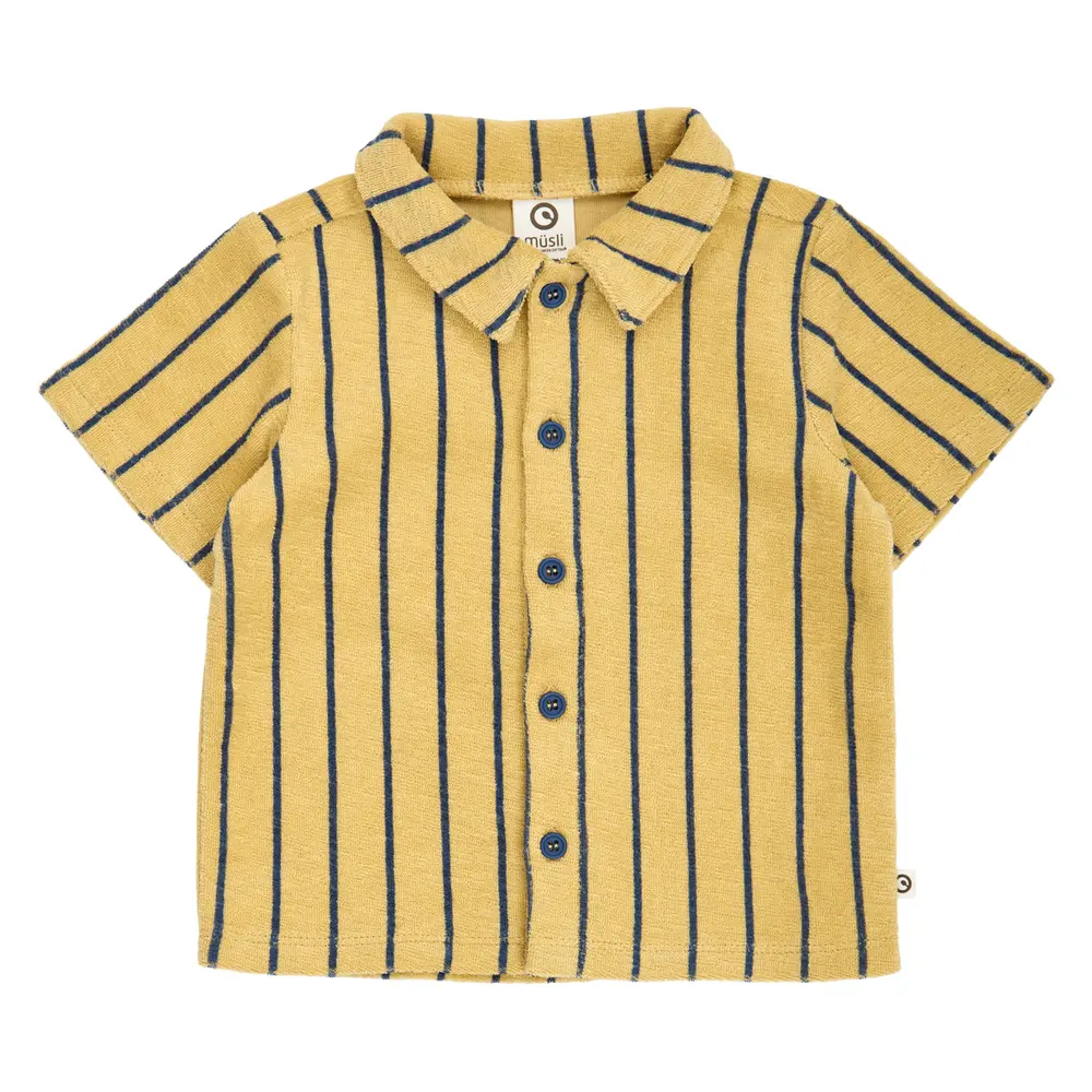 Terry Stripe Skjorta - Hemp/ Navy - 80 | Barnkläder - Toppar - Skjortor - Skjortor | BabyMode