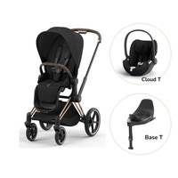 Priam Sittvagn + Cloud T + Basenhet T - Sepia Black/Rosegold