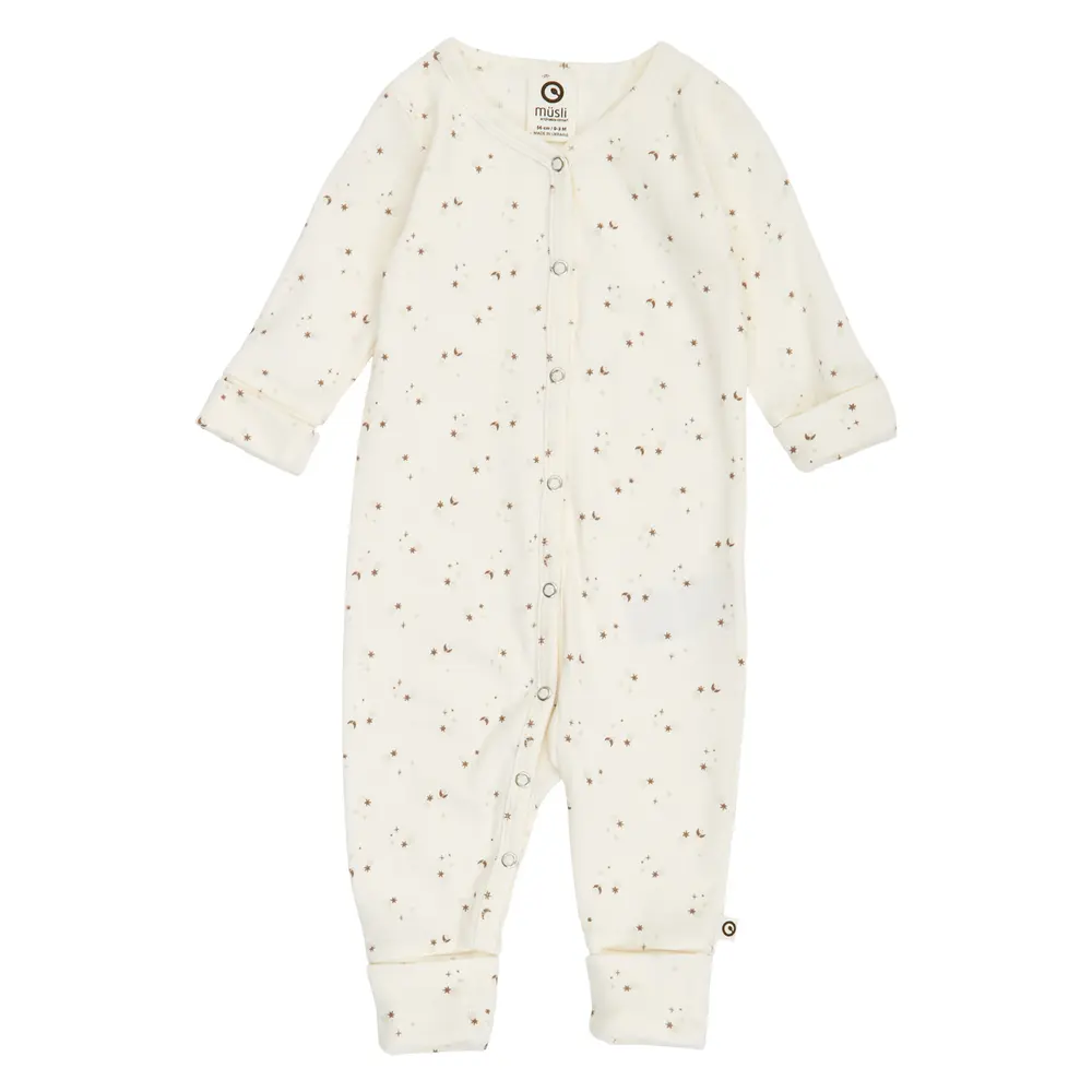 Müsli Sparkle Rib Jummpsuit Med Fot - Balsam Cream/Walnut/Oat  - 62