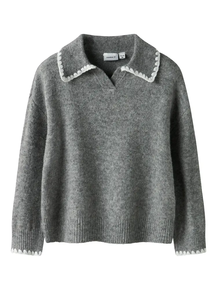 Rikasa Stickad Polo - Grey Melange  - 110