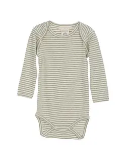 Långärmad Body Randig - Sage/Eucalyptus | Kläder - Bodys & overaller - Långärmad body | BabyMode