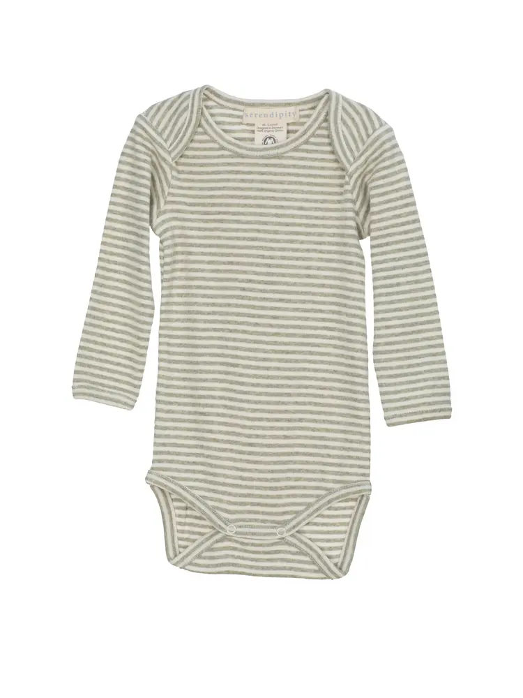 Långärmad Body Randig - Sage/Eucalyptus - 86 / 18 MDR. | Barnkläder - Bodys & overaller - Långärmad body | BabyMode