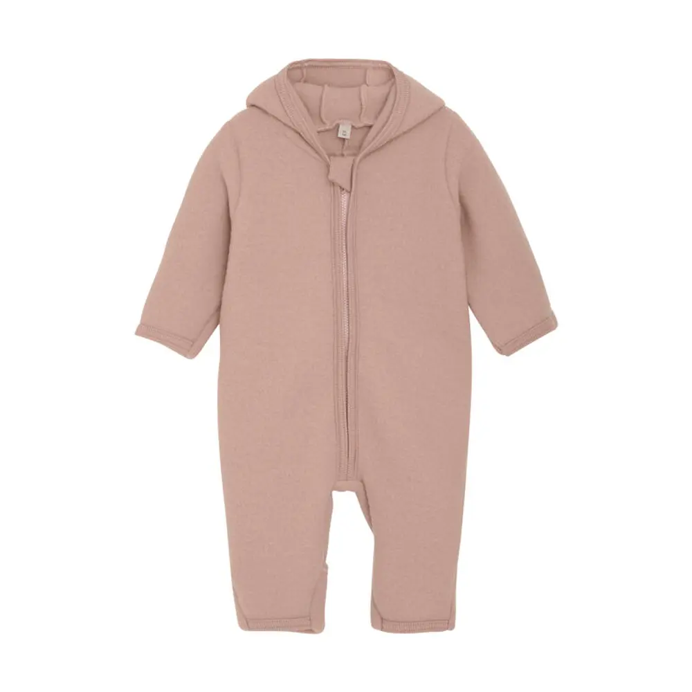 Huttelihut Overall Med Öron I Ullfleece - Mahogany Rose - 104