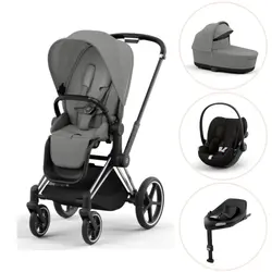 Priam duovagn mirage grey/chrome black inkl. Cloud G och Bas G - magic black | Barnvagnar | BabyMode