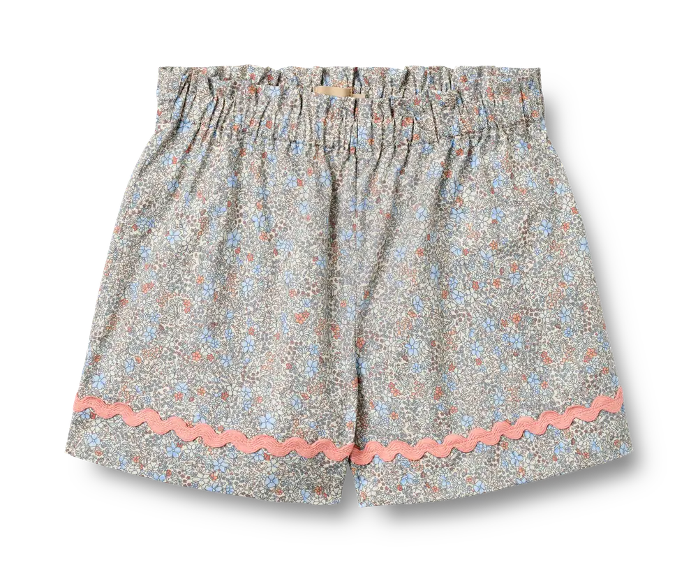Silja Lace Shorts - Air Blue Flowers - 98 | Barnkläder - Underdelar - Shorts | BabyMode