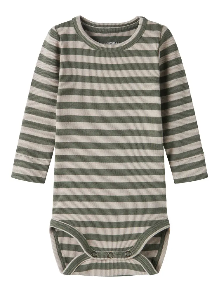 Name It Banio Långärmad Body - Dusty Olive - 86 | Barnkläder - Bodys & overaller - Långärmad body | BabyMode