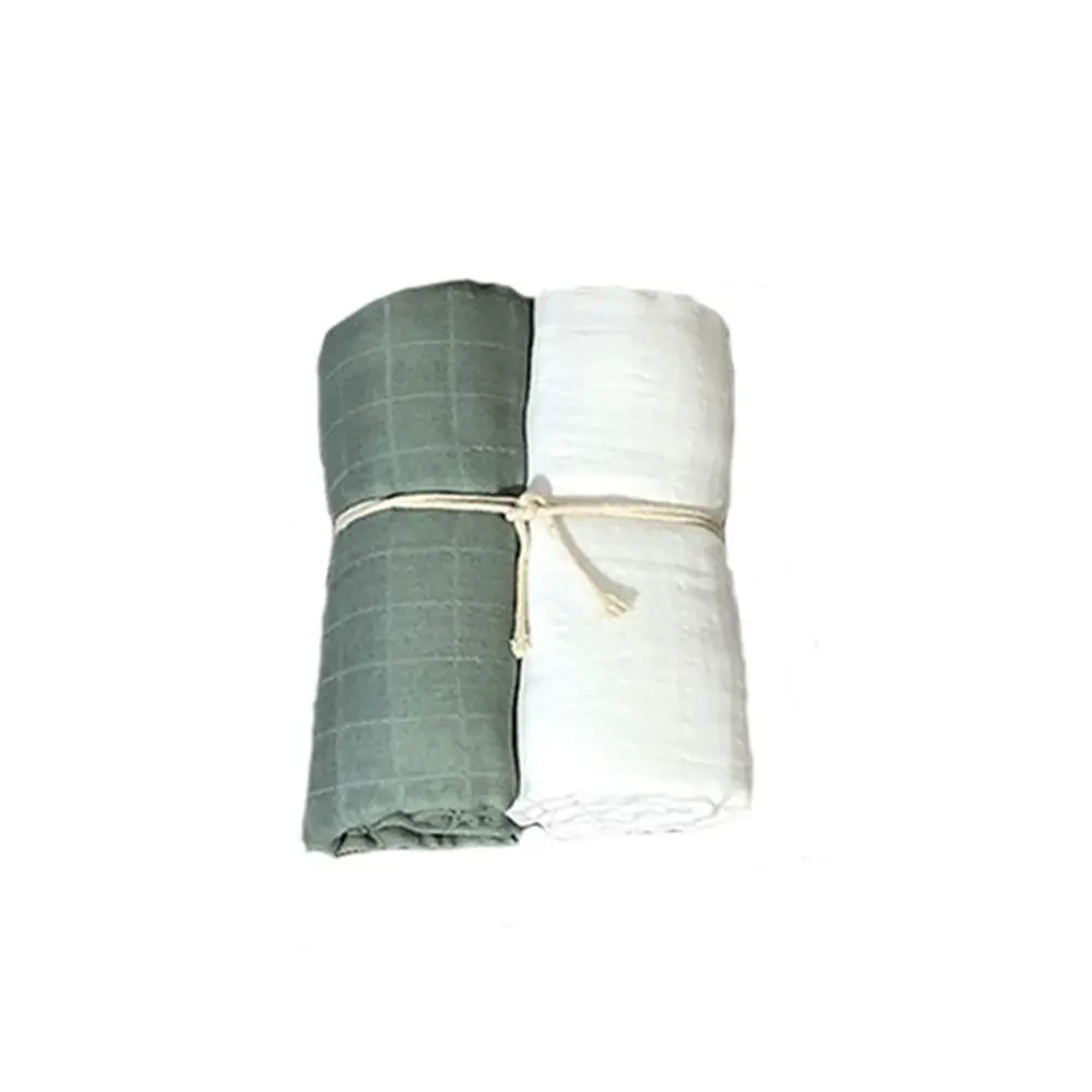 Muslinfilt 2-pack 115x115cm - Vit/Gr&ouml;n