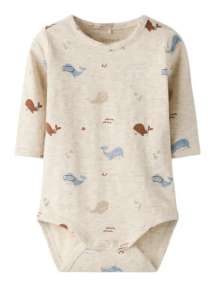 Flap Långärmad Body - Peyote Melange - 80 | Barnkläder - Bodys & overaller - Långärmad body | BabyMode