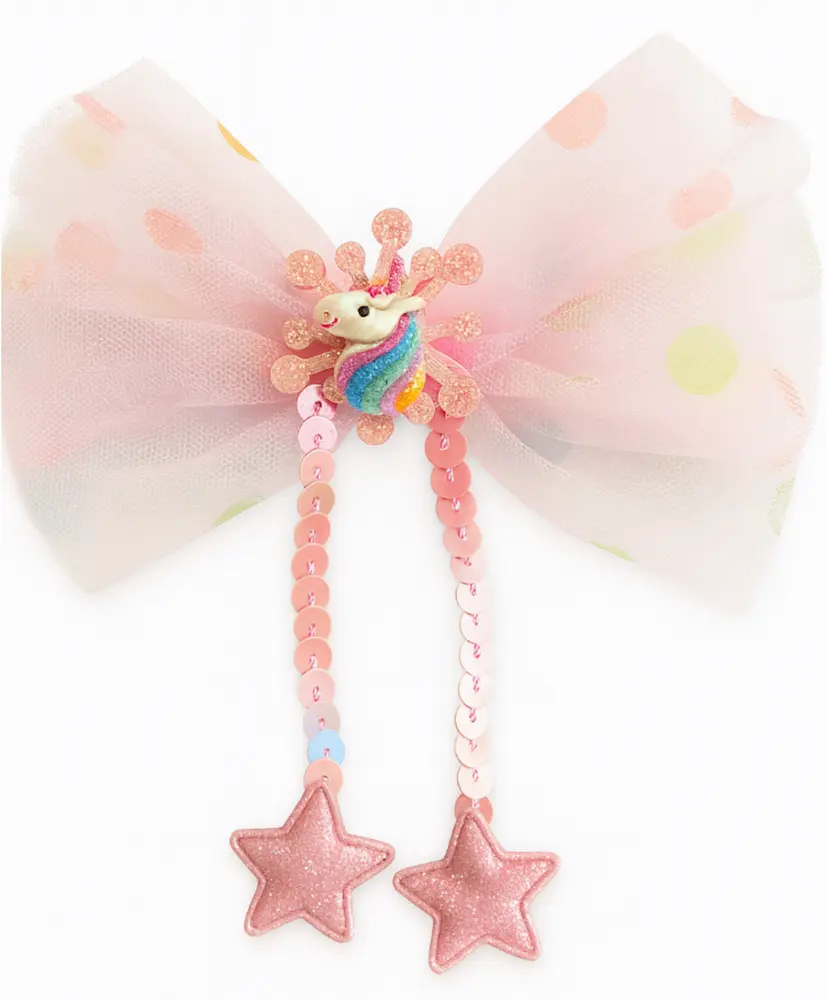 Hårspännen Big Unicorn Bow Rose | Barnkläder - Temakläder - Festkläder & tillbehör - Håraccessoarer | BabyMode