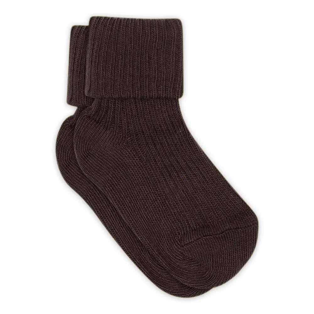 Baby Rib Ankelstrumpor - Dark Brown - 25/28