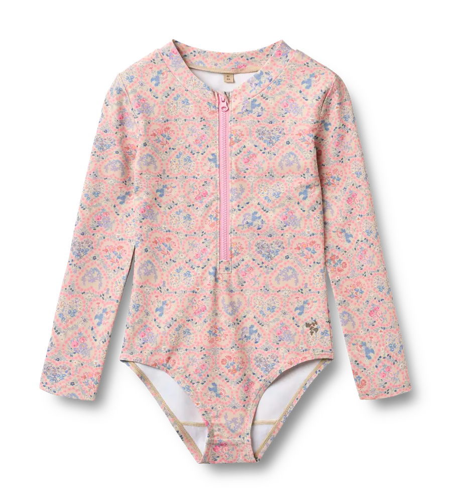 Margot Baddräkt - Pink Heart Flowers - 110 | Barnkläder - Badkläder - Baddräkter & bikinis | BabyMode