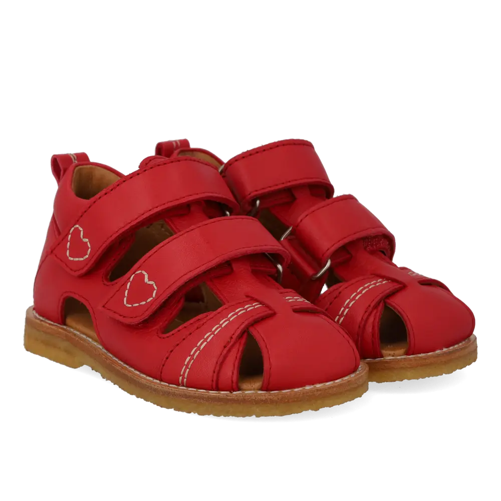 Sandal m. Hjäta Broderi - Red - 24 | Barnskor - Sandaler - Sandaler med sluten tå | BabyMode
