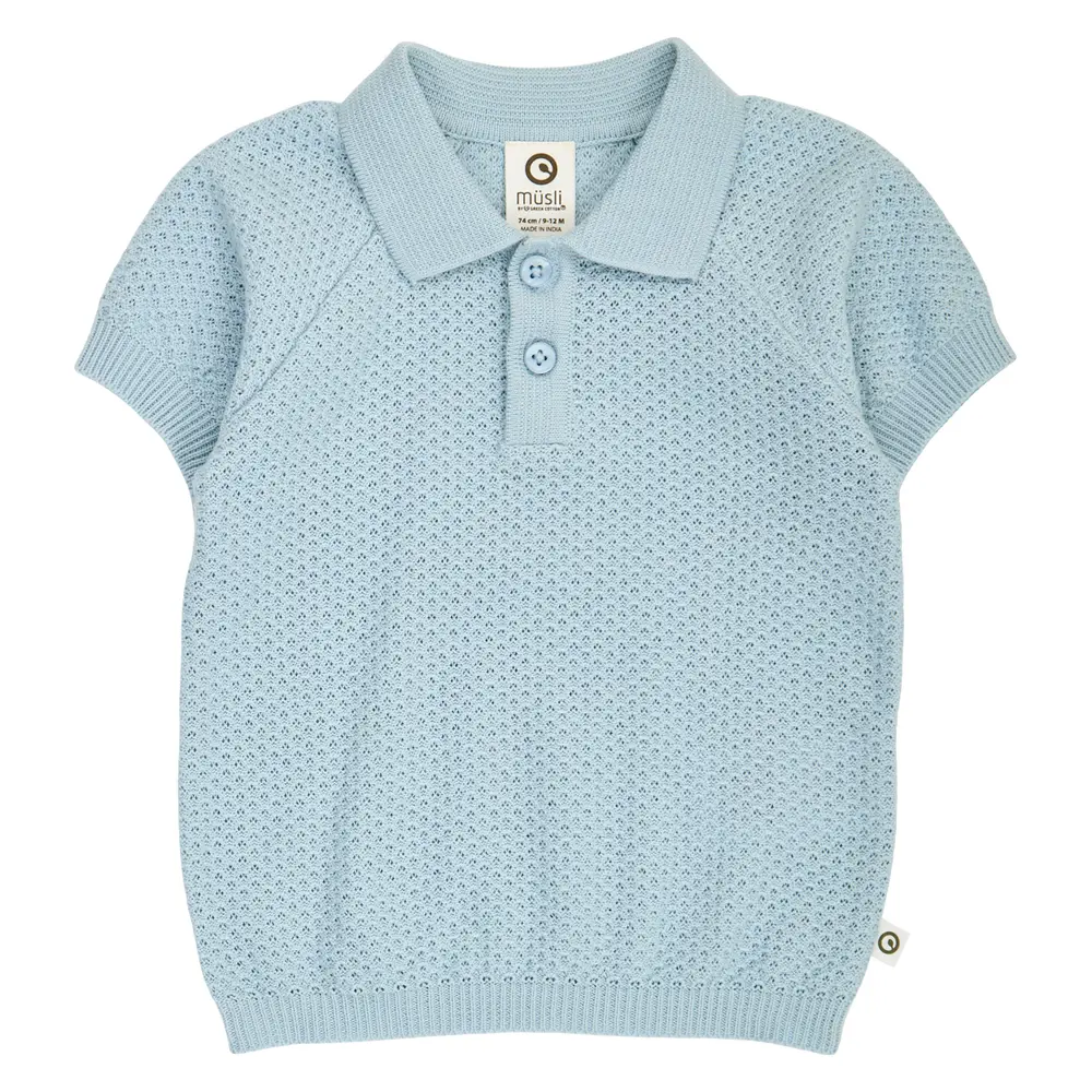 Sea Stickad Polo - Ocean - 68 | Barnkläder - Toppar - T-shirts & toppar | BabyMode