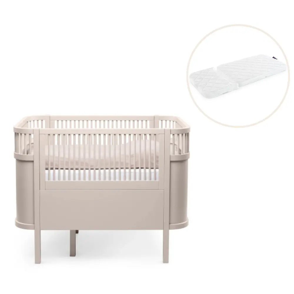 Växasäng 2i1 Baby & Juniorsäng och Madrass till Classic II - Birchbark Rose | Barnrum - Barnsängar & vaggor - Spjälsängar | BabyMode