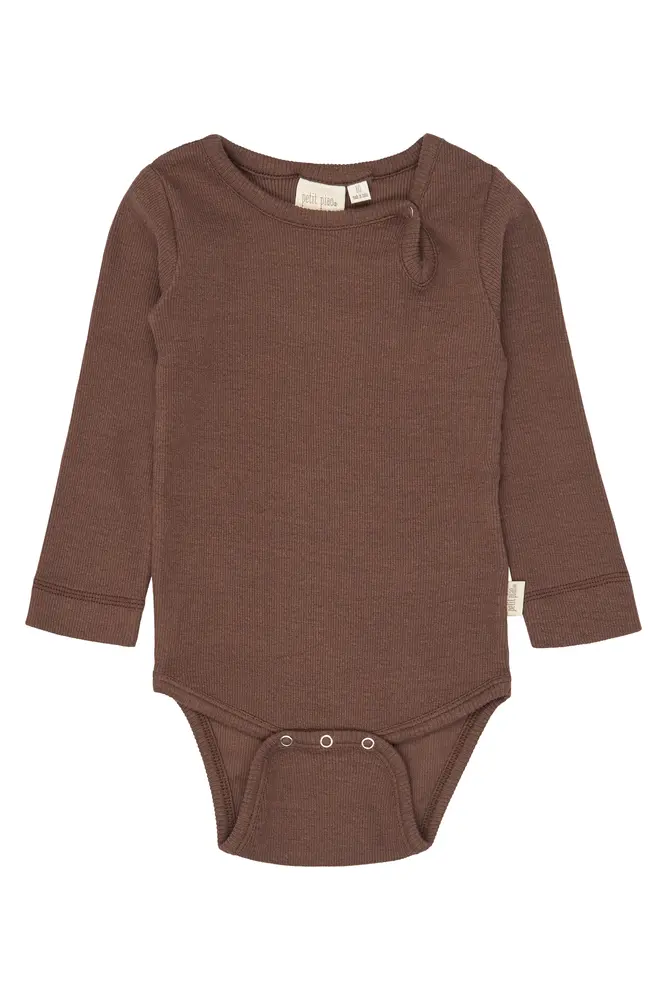 Petit Piao Stone Långärmad Body - Chestnut - 68 CM