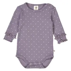 Långärmad Body Dot Rib - Lilac Fog/Oak | Kläder - Bodys & overaller - Långärmad body | BabyMode