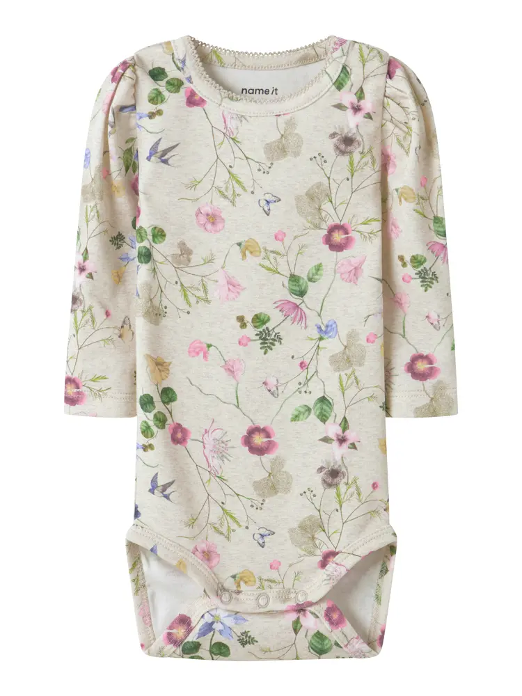 Falca Långärmad Body - Peyote Melange - 74 | Barnkläder - Bodys & overaller - Långärmad body | BabyMode
