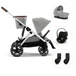 Cybex Gazelle Sittvagn Inkl. Liggdel, Cloud G Babyskydd Och Adapter - Stone Grey | Barnvagnar | BabyMode