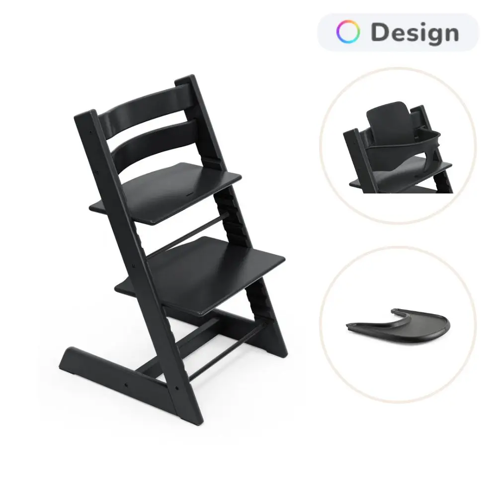 Stokke® Tripp Trapp Stol Bok Inkl. Babyset & Bricka - Black