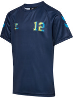 Shimmer t-shirt - Dress blues/limeade