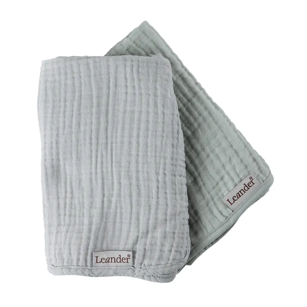Skötunderlägg muslin, 2 pk.-Pearl Grey/Sage Green | Barnrum - Skötbordstillbehör - Skötunderlägg | BabyMode