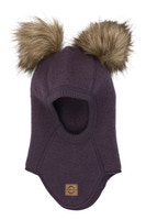 Mikk-Line Balaclava I Ull Med Pom Pom - Plum Perfect