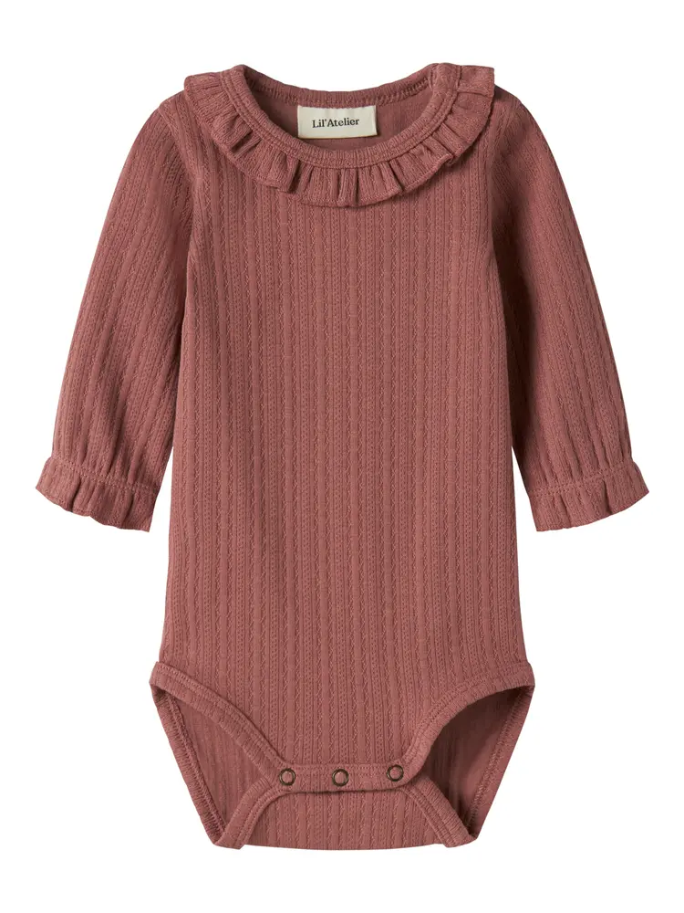 Lil' Atelier Onela Långärmad Slim Body - Withered Rose - 56