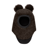 Balaclava Pompom Alpaca Ull - Dark Brown Melange