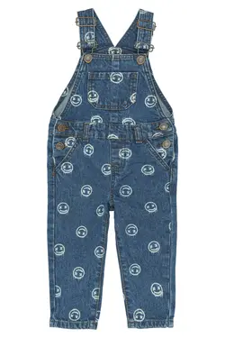 Spero Denim Hängselbyxor - Medium Blue Denim AOP