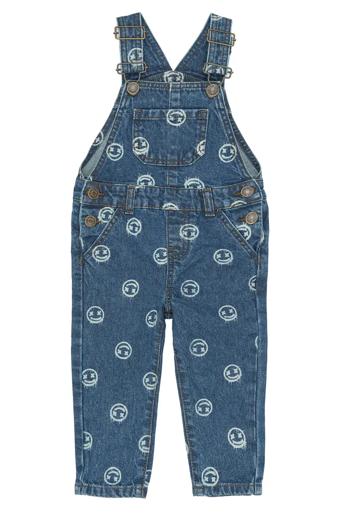 Spero Denim Hängselbyxor - Medium Blue Denim AOP - 110 | Barnkläder - Underdelar - Hängsel & jumpsuits | BabyMode