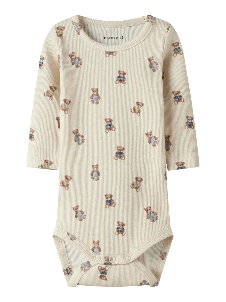 Denkab Långärmad Body - Peyote Melange - 74 | Barnkläder - Bodys & overaller - Långärmad body | BabyMode