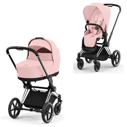 Priam Duovagn - peach pink/chrome black | Barnvagnar | BabyMode