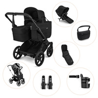 Bugaboo Donkey 6 Barnvagn Inkl. Syskonsits, Organizer, Åkpåse, Kopholder, Liggdelsadapter Og Regnskydd - Heritage Black