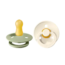 Napp Colour 2-pack Latex Rund 0-6 mån - Sage/Ivory | Baby & Barn - Sköta - Nappar | BabyMode