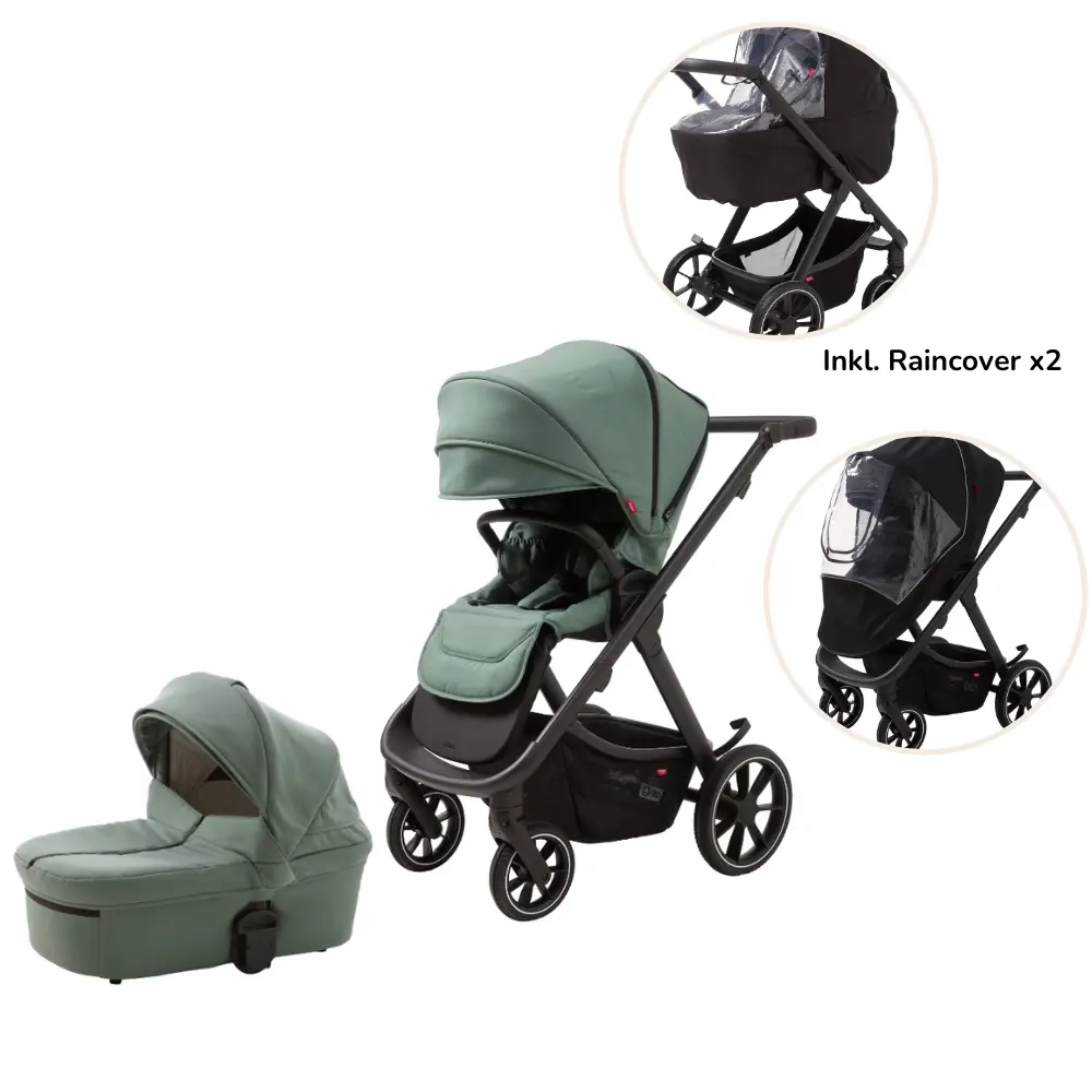 Odder Evoke Duovagn Inkl. Regnskydd - Grön | Barnvagnar - Barnvagnspaket | BabyMode