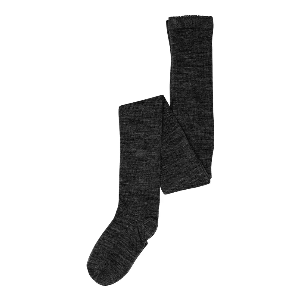 Strumpbyxor Ull Rib - Dark Grey Melange - 80 | Barnkläder - Ull - Strumpor & ullstrumpbyxor | BabyMode