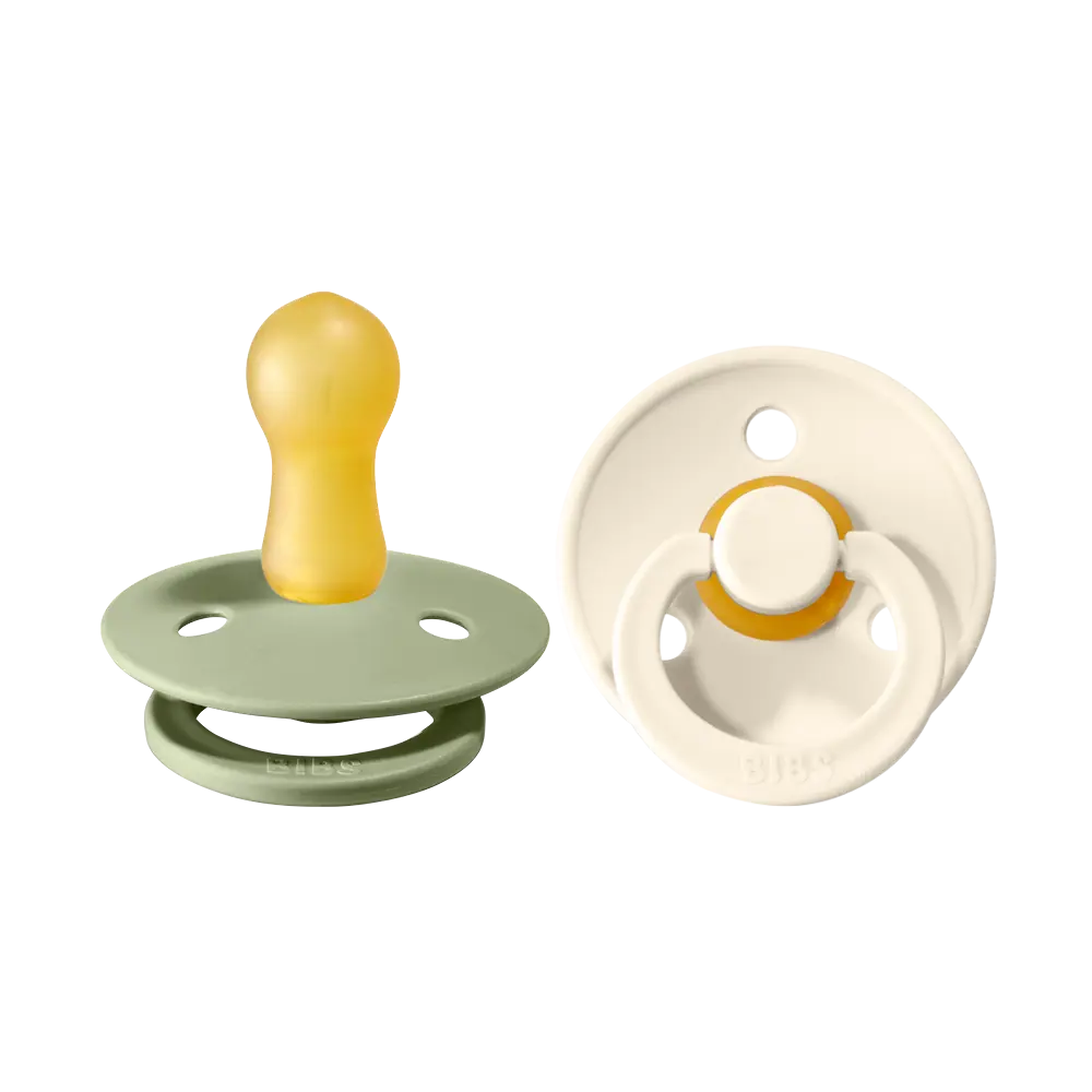 Napp Colour 2-pack Latex Rund 6-18 mån - Sage/Ivory | Baby & Barn - Sköta - Nappar | BabyMode