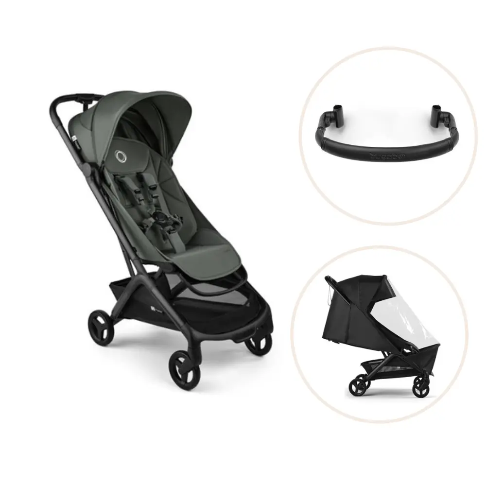 Bugaboo Butterfly 2 med Bygel och Regnskydd - Black/Forest Green | Barnvagnar - Barnvagnspaket | BabyMode