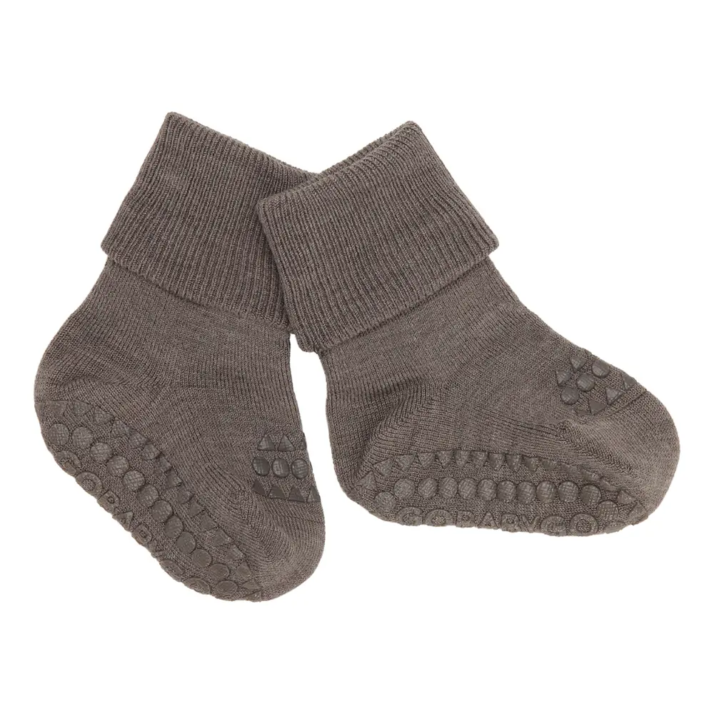 Halkstrumpor Merinoull - Brown Melange - 27/30 | Barnkläder - Ull - Strumpor & ullstrumpbyxor | BabyMode