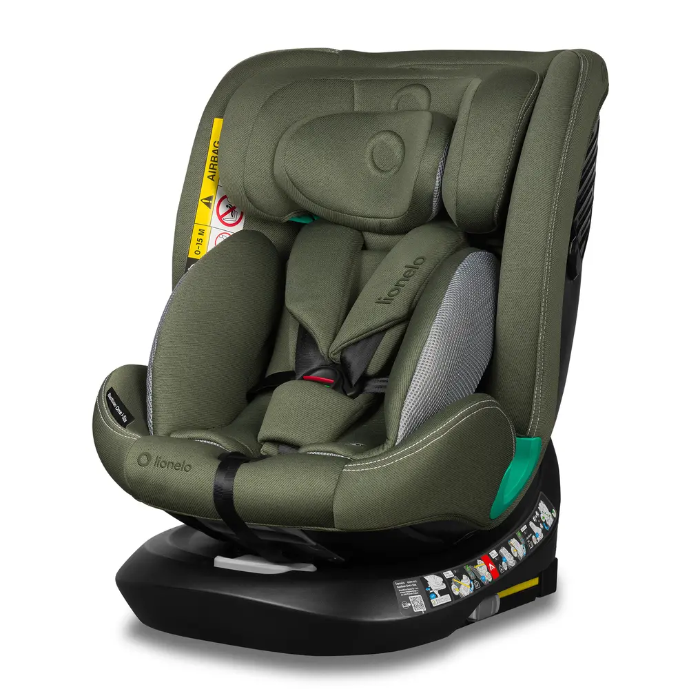 Lionelo Bastiaan One i-Size Bilbarnstol - Green Olive | Bilbarnstolar - Bakåtvända bilbarnstolar 9-36 Kg - Bakåtvända bilbarnstolar upp till 23 kg | BabyMode