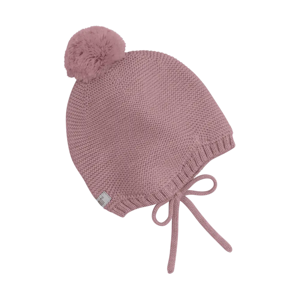 Huttelihut Ullstickad Mössa m. Pompom - Woodrose - 40