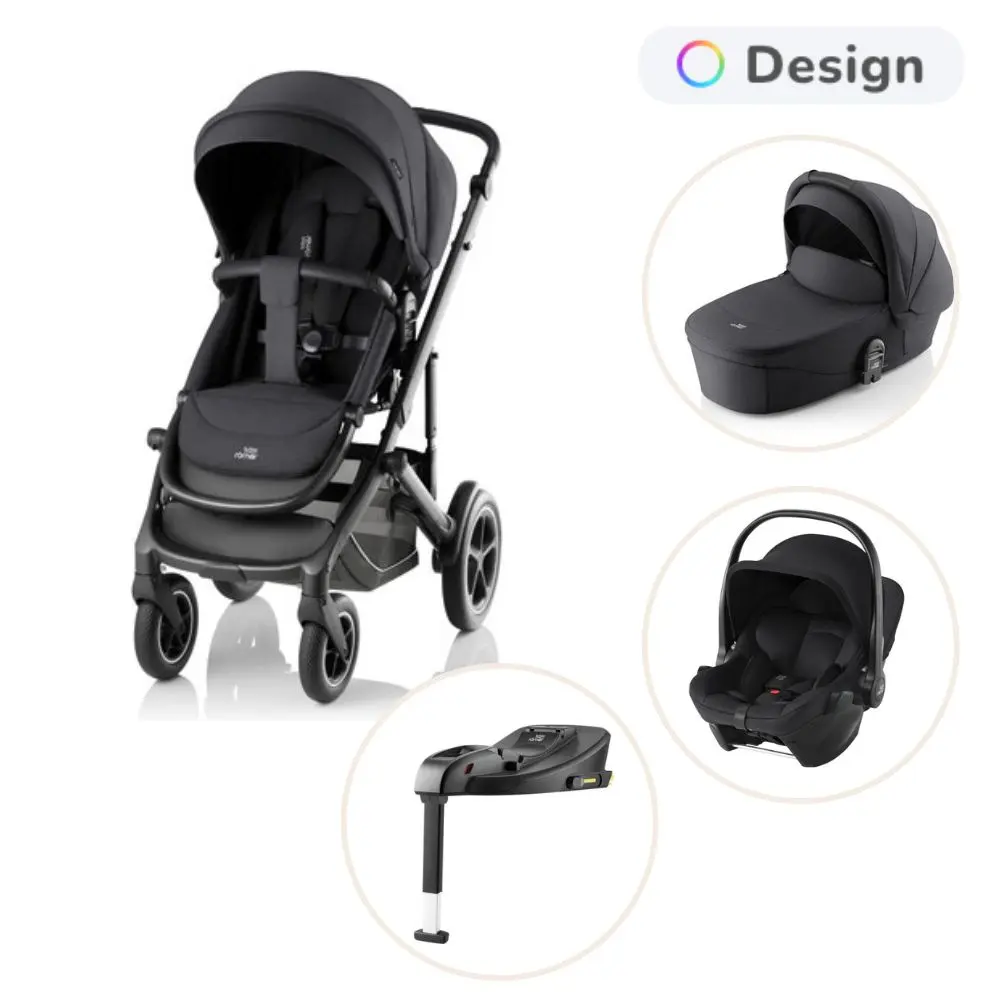 Britax R&ouml;mer Smile 5Z Lux Duovagn inkl. Baby-Safe Core Babyskydd - Carbon Black
