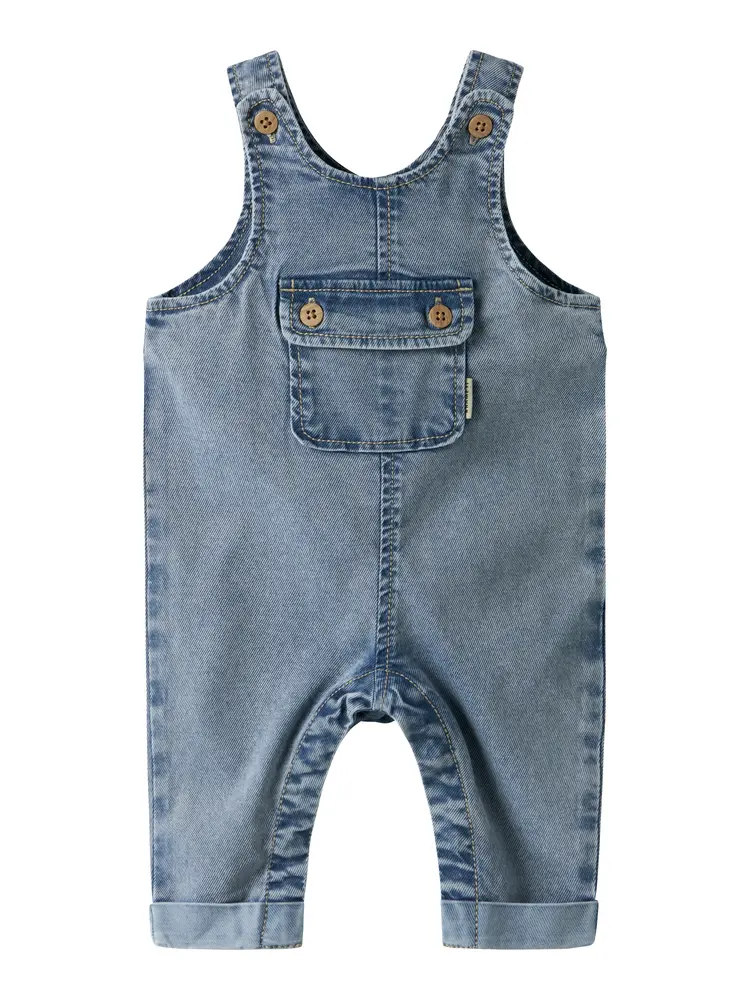 Ben Baggy Denim Hängselbyxor - Medium Blue Denim - 80 | Barnkläder - Underdelar - Hängsel & jumpsuits | BabyMode