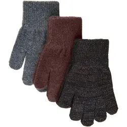 Magiska Handskar 3-pack med Lurex - Dark Mink/Black/Antrazite | Kläder - Mössor, vantar och tossor - Vantar & handskar - Stickade vantar & mössor | BabyMode